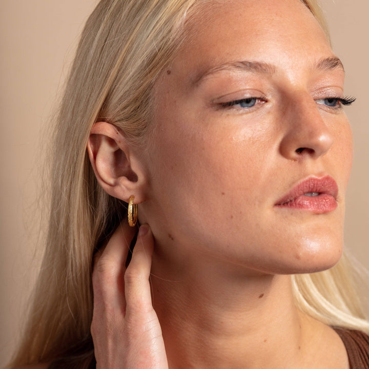 Large Gold Hoop Earrings - Antique-Textured