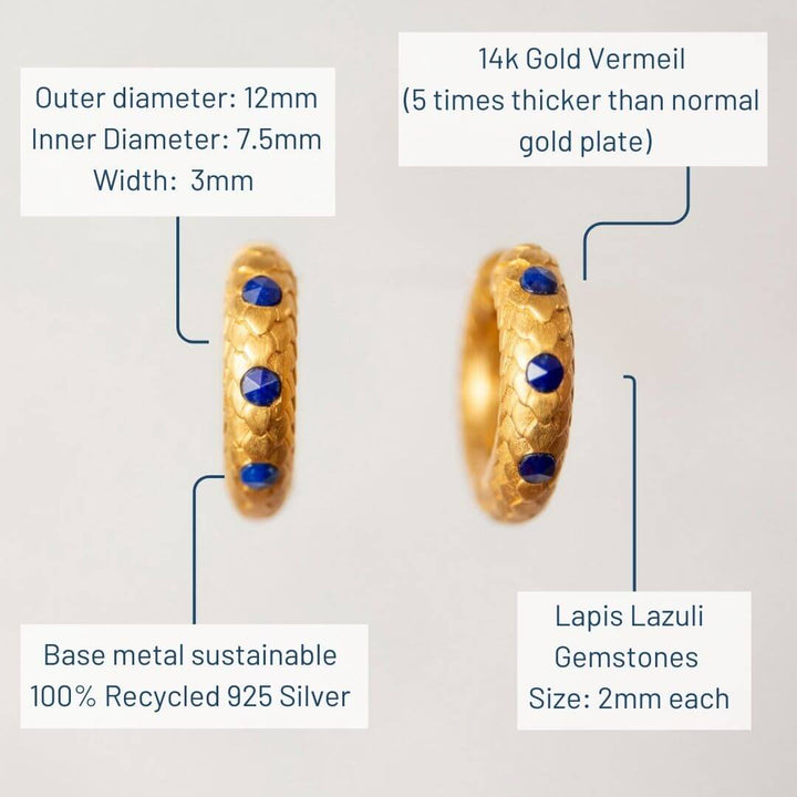 Lapis Lazuli Gold Huggie Hoops