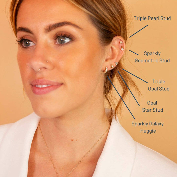 Mini Moon Yellow Opal Gold Vermeil Stud Earrings