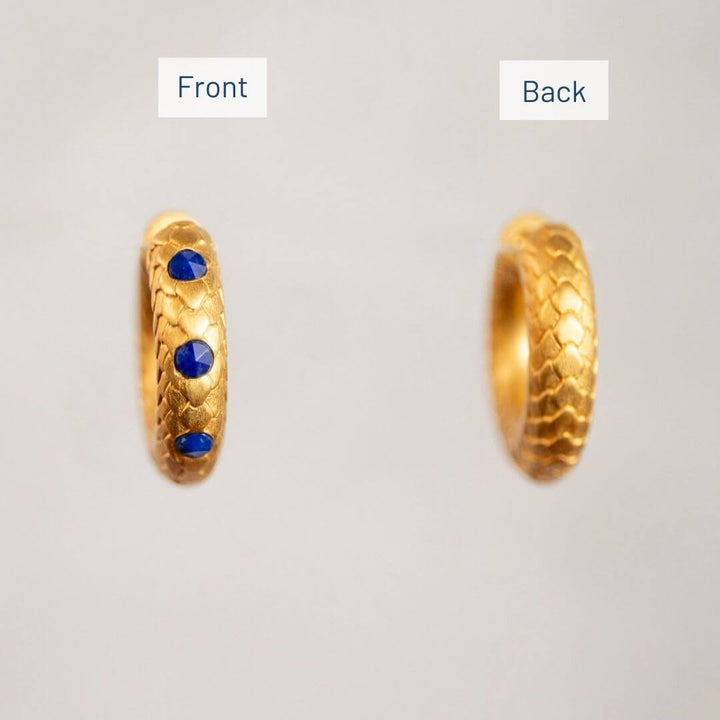 Lapis Lazuli Gold Huggie Hoops
