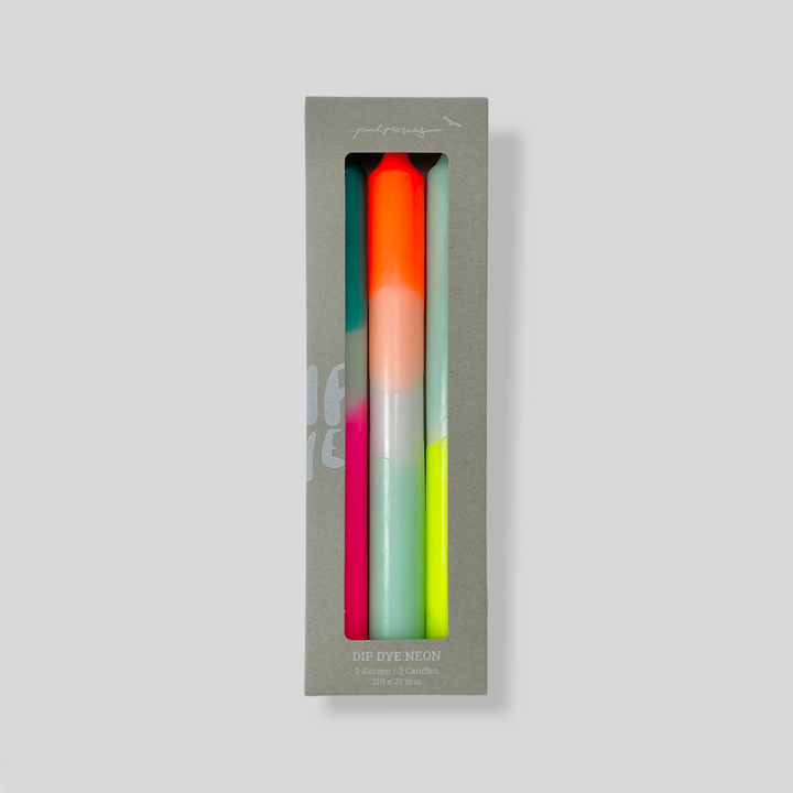 Dip Dye Neon Rainbow Kisses candle