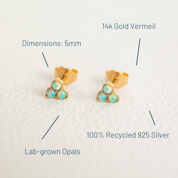 Mini Moon Yellow Opal Gold Vermeil Stud Earrings