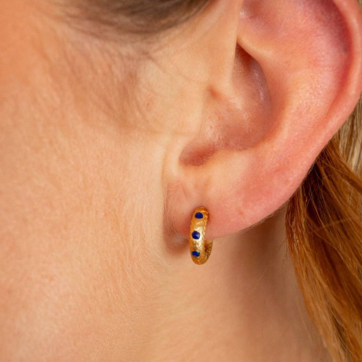 Lapis Lazuli Gold Huggie Hoops