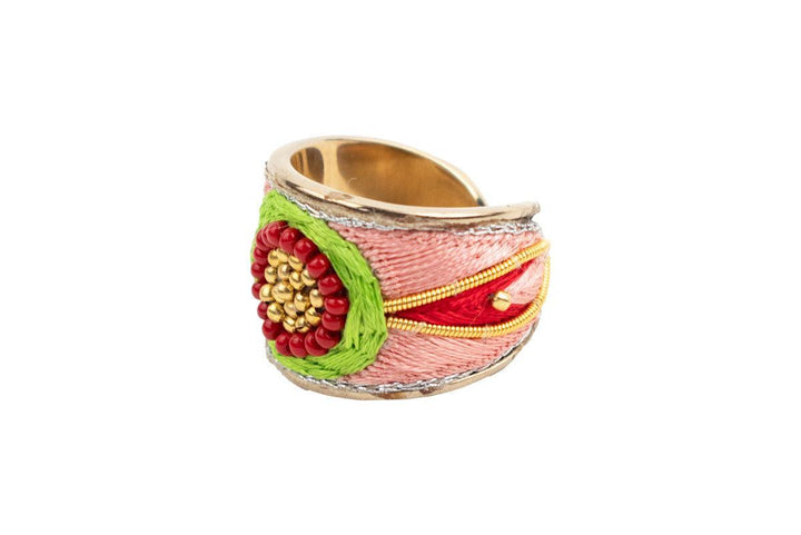 Nahua Hand Embroided Silk Ring
