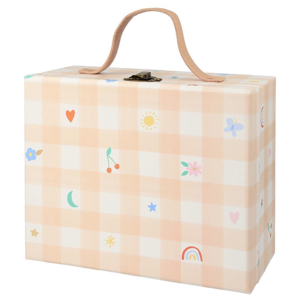 Children's advent calendar with enamel chamrs for a necklace in a briefcase