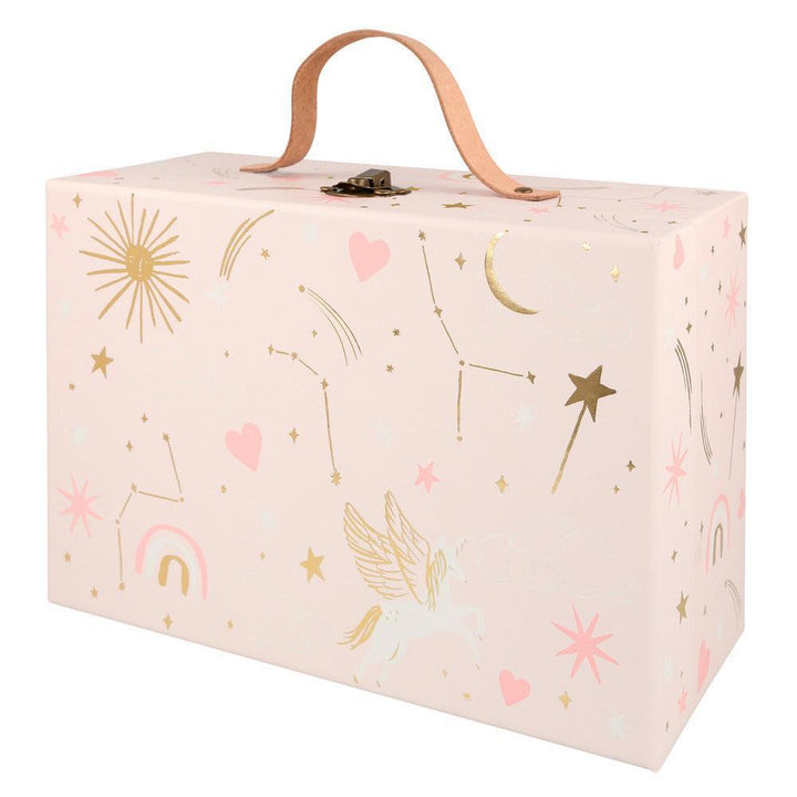 Pink advent calendar suitcase with hair accessories