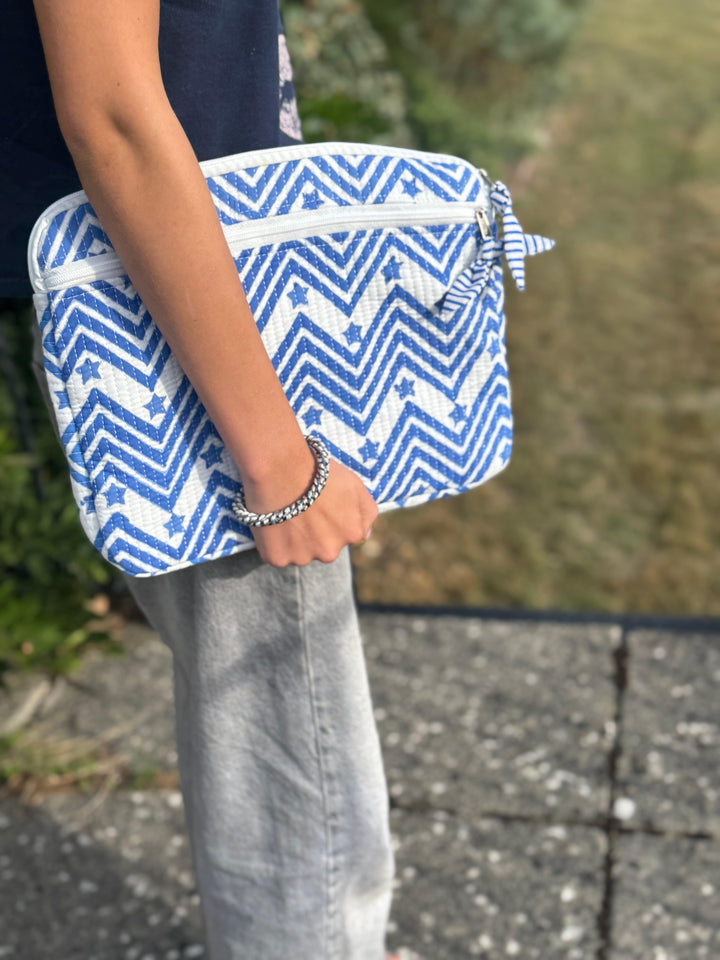 Hand Block Printed Laptop Case with pockets