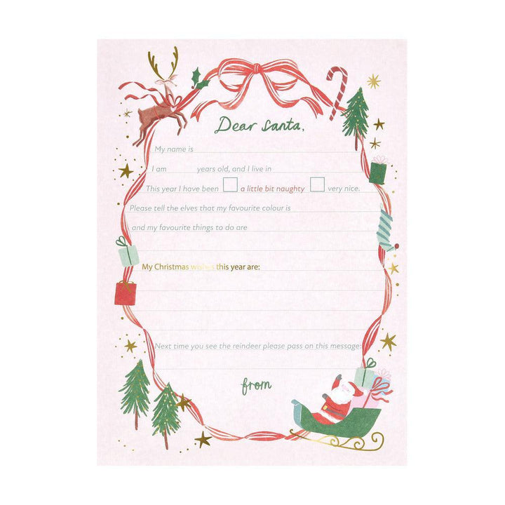 Letter to Santa Claus template with festive design on a white background