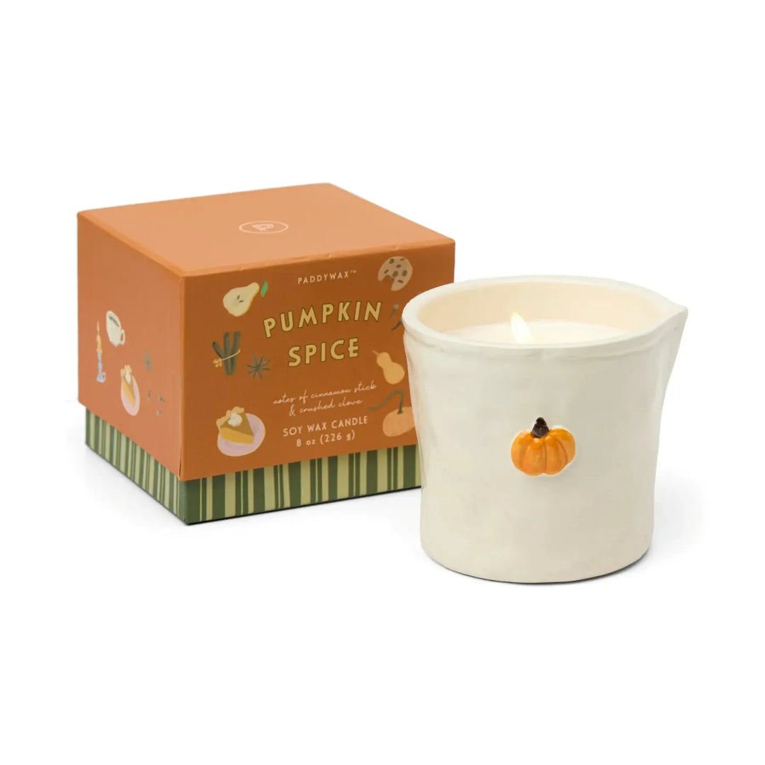 Pumpkin spice candle in pumpkin embossed ceramic pot