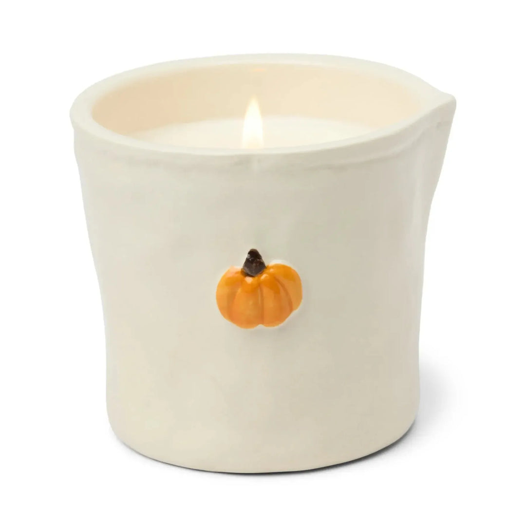 Pumpkin spice candle in pumpkin embossed ceramic pot