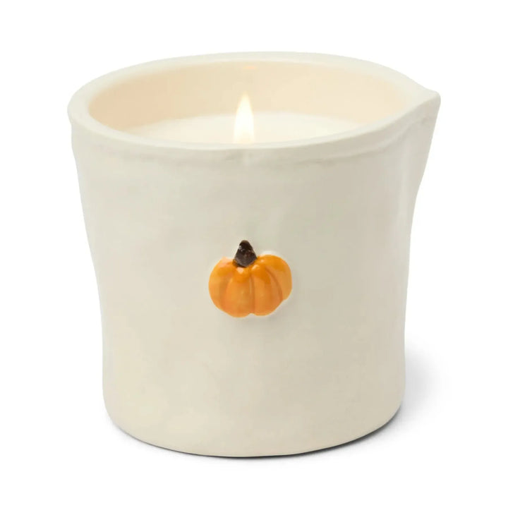 Pumpkin spice candle in pumpkin embossed ceramic pot