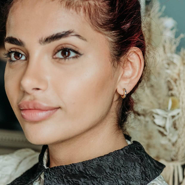 Lapis Lazuli Gold Huggie Hoops