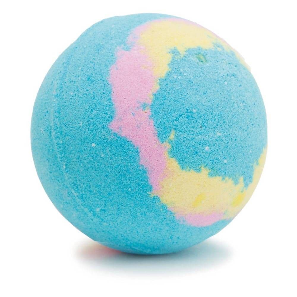 Multicolored bath bomb on a white background