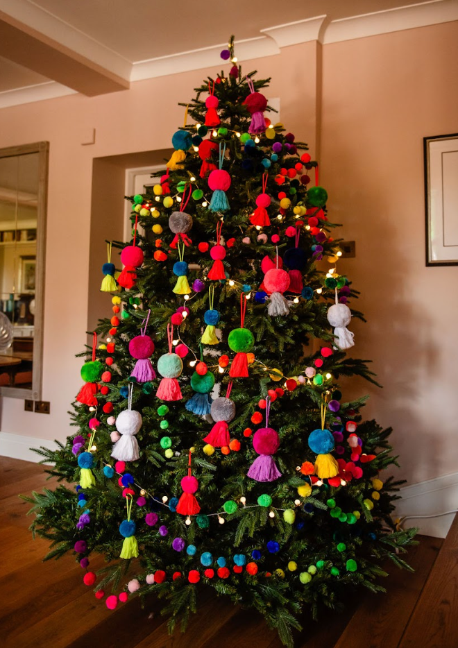 Jumbo Pom Pom & Tassel Swag Indigo Blue & Magenta