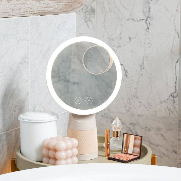 Glow Plus - Large Makeup Mirror & Bluetooth Speaker.