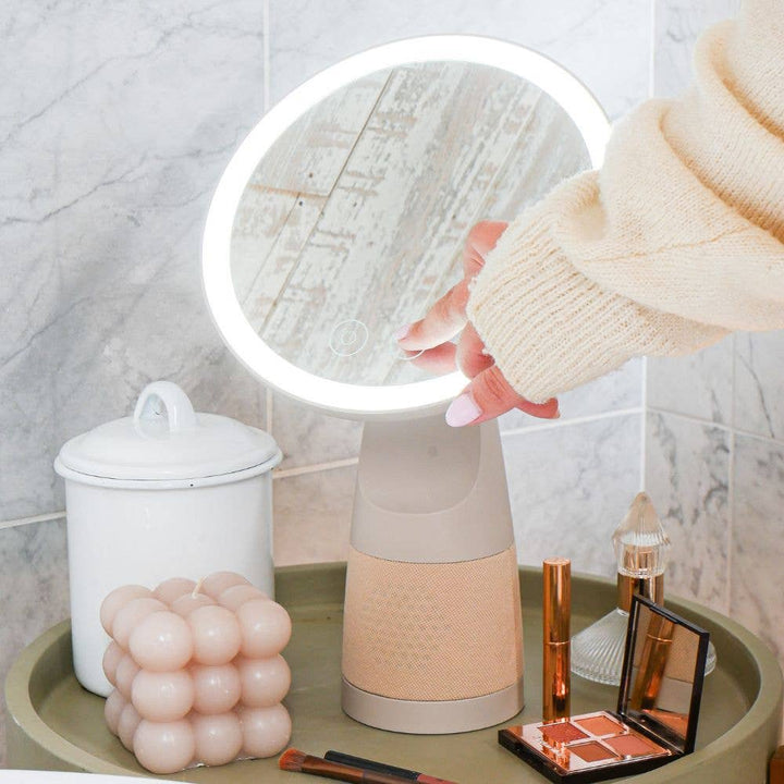 Glow Plus - Large Makeup Mirror & Bluetooth Speaker.