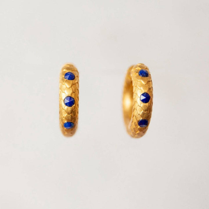 Lapis Lazuli Gold Huggie Hoops