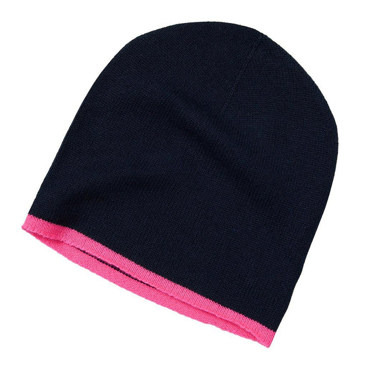 Cashmere Beanie (Navy & Pink)
