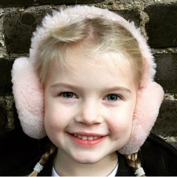 Kids Earmuffs Soft Sheepskin Children's Ear Warmers Tangerine