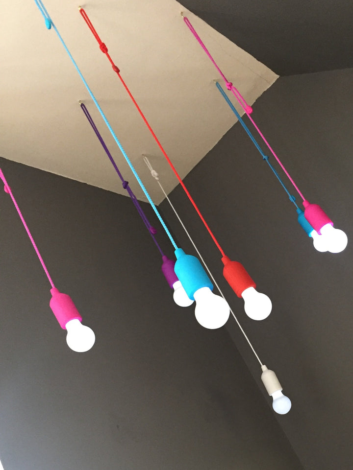 Pull Cord Lights perfect for bedroom decor, camping and parties