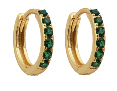 Emerald Huggie Hoop Earrings
