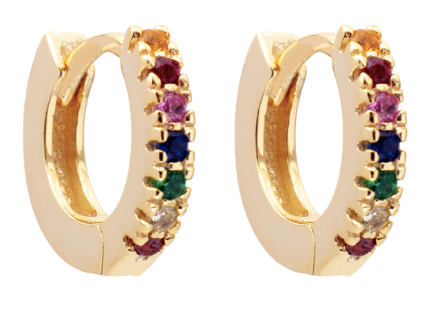 Rainbow Huggie Hoop Earrings