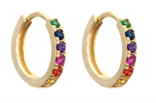 Rainbow Huggie Hoop Earrings