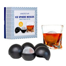 Load image into Gallery viewer, Ice Sphere Moulds (4x Ball Ice Moulds) - Black