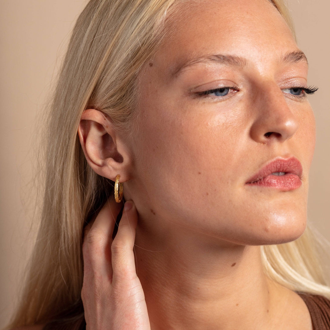 Large Gold Hoop Earrings - Antique-Textured 