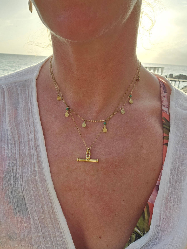 Gold Knot T Bar Necklace