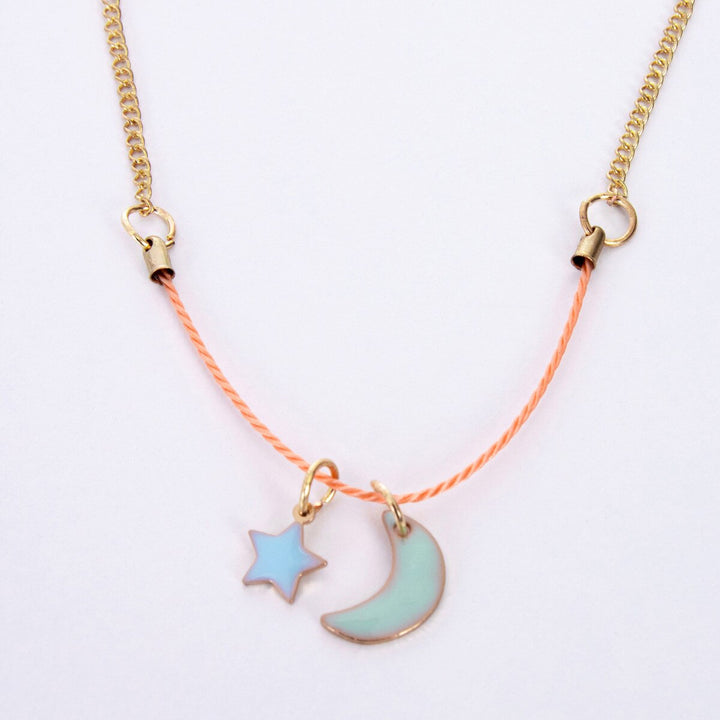 Enamel Moon & Star necklace