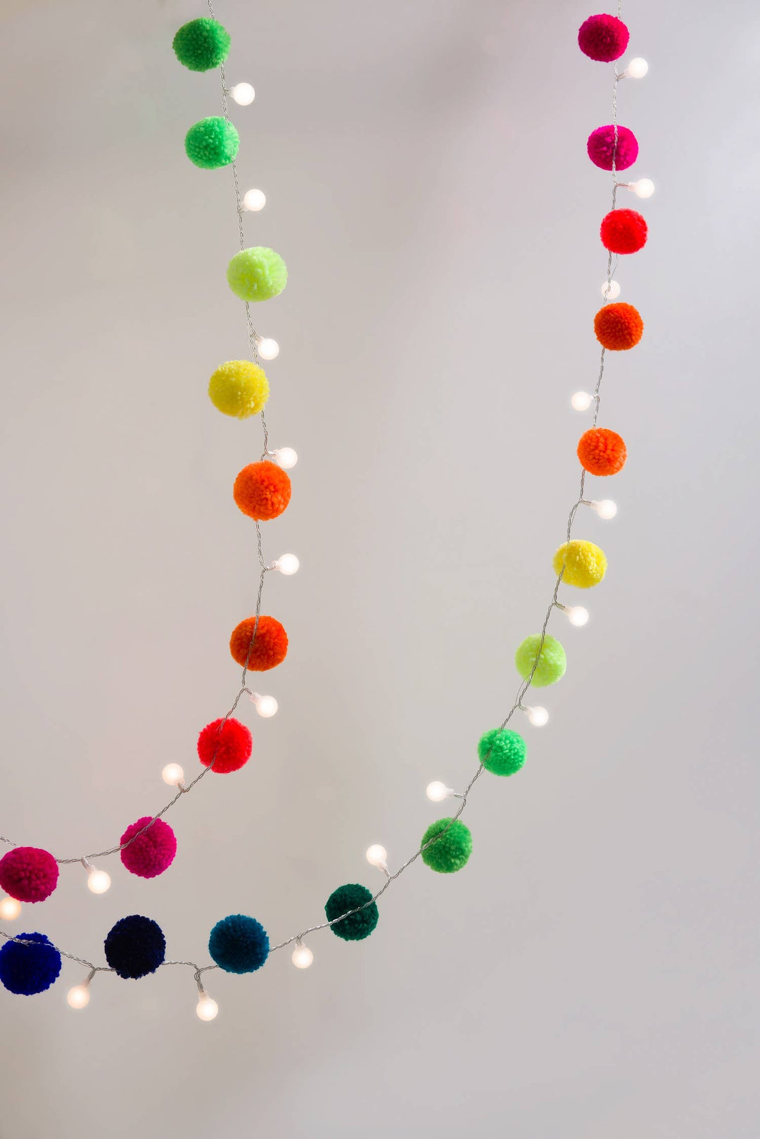 Rainbow Pom Pom Fairy Lights