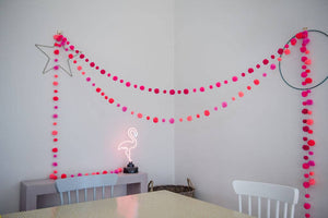 Flamingo Pink Pom Pom Garland