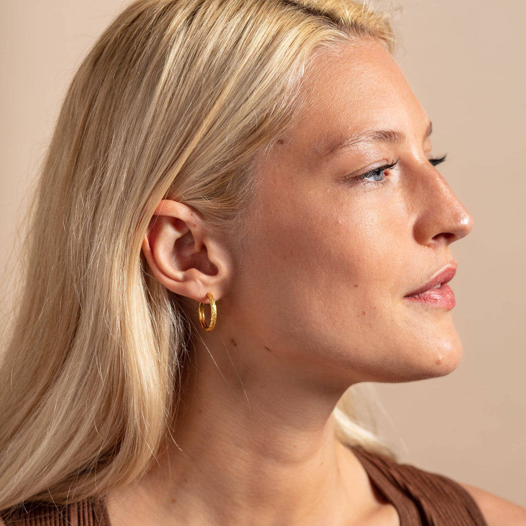 Large Gold Hoop Earrings - Antique-Textured 