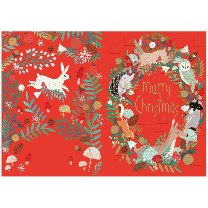 Animal Wreath Advent Calendar Christmas Card - ACC 114