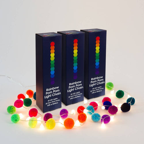 Rainbow Pom Pom Fairy Lights