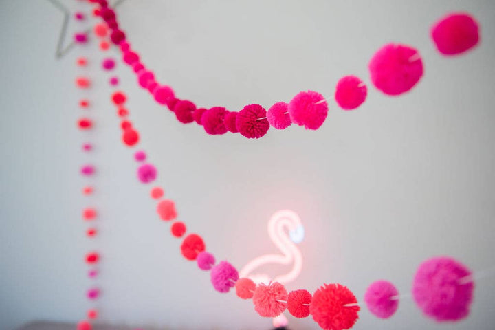 Flamingo Pink Pom Pom Garland