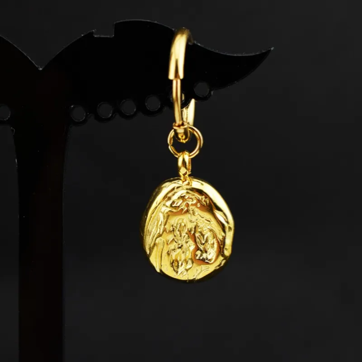 Textured Pendant Hoop Earrings