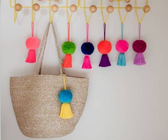 Jumbo Pom Pom & Tassel Swag Indigo Blue & Magenta