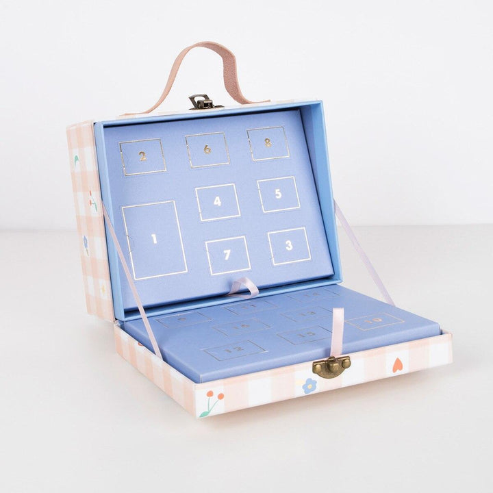 advent calendar in a little briefcase
