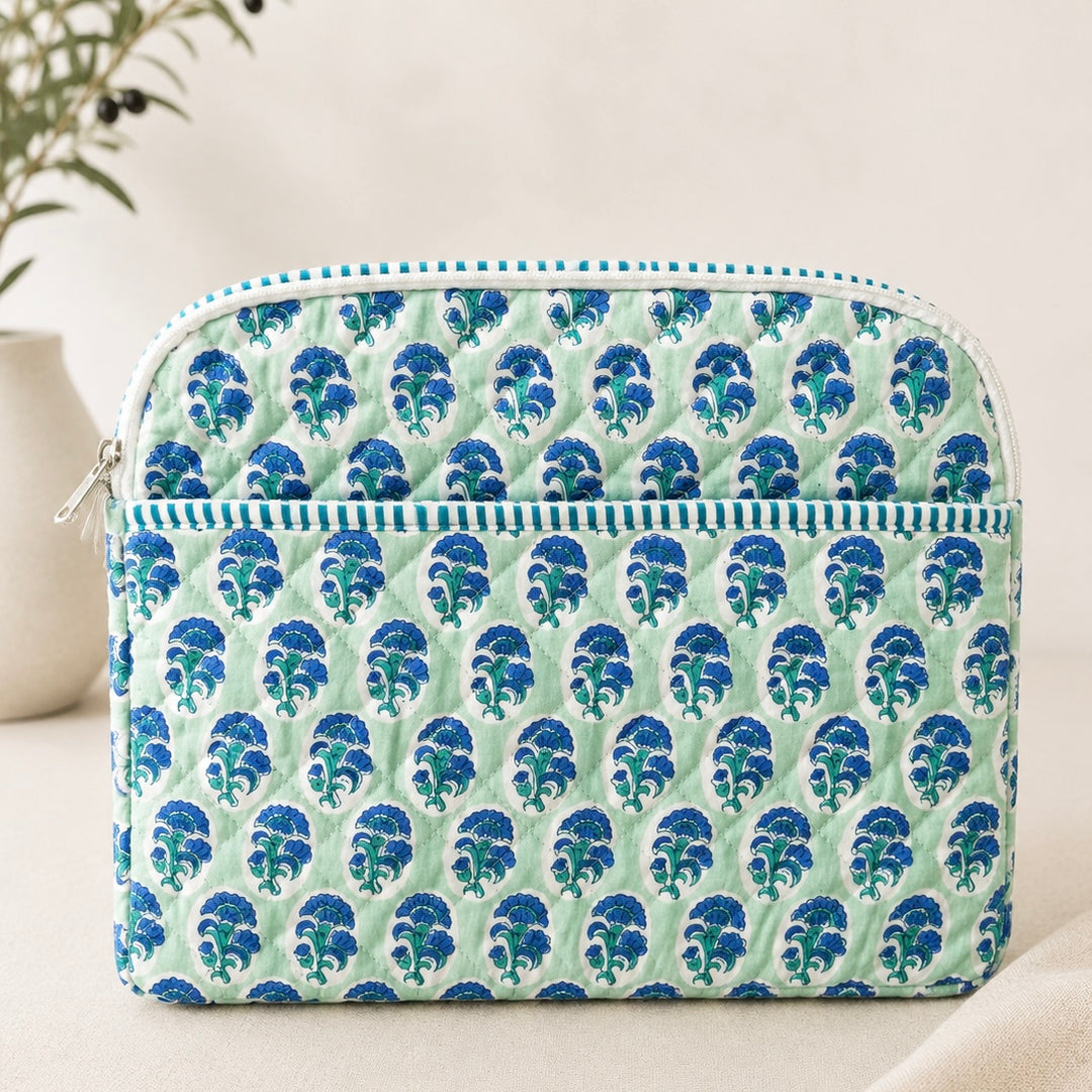Hand Block Printed Laptop Case with pockets