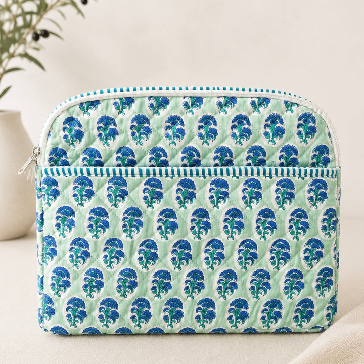 Hand Block Printed Laptop Case with pockets