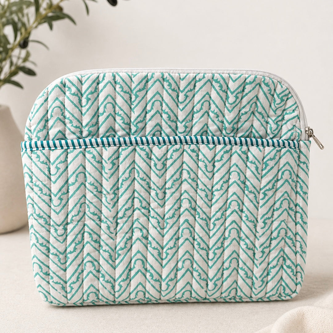 Hand Block Printed Laptop Case with pockets
