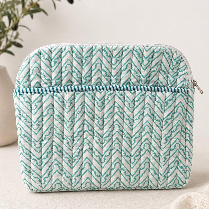 Hand Block Printed Laptop Case with pockets