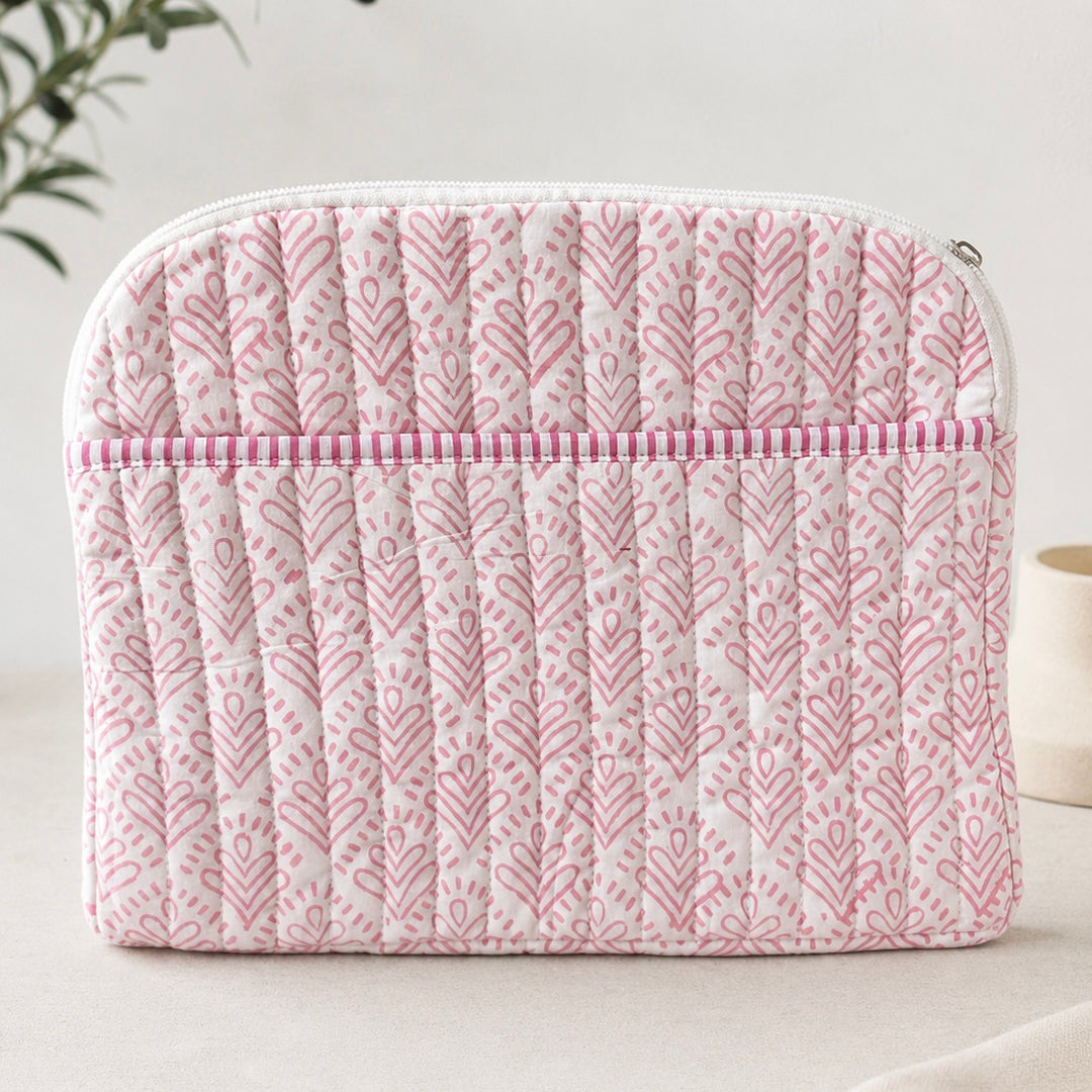 Hand Block Printed Laptop Case with pockets