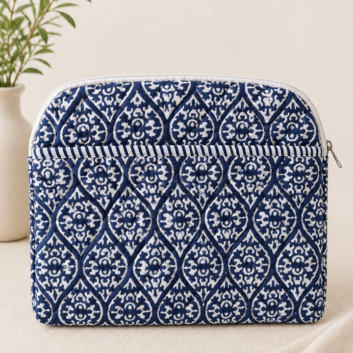 Hand Block Printed Laptop Case with pockets