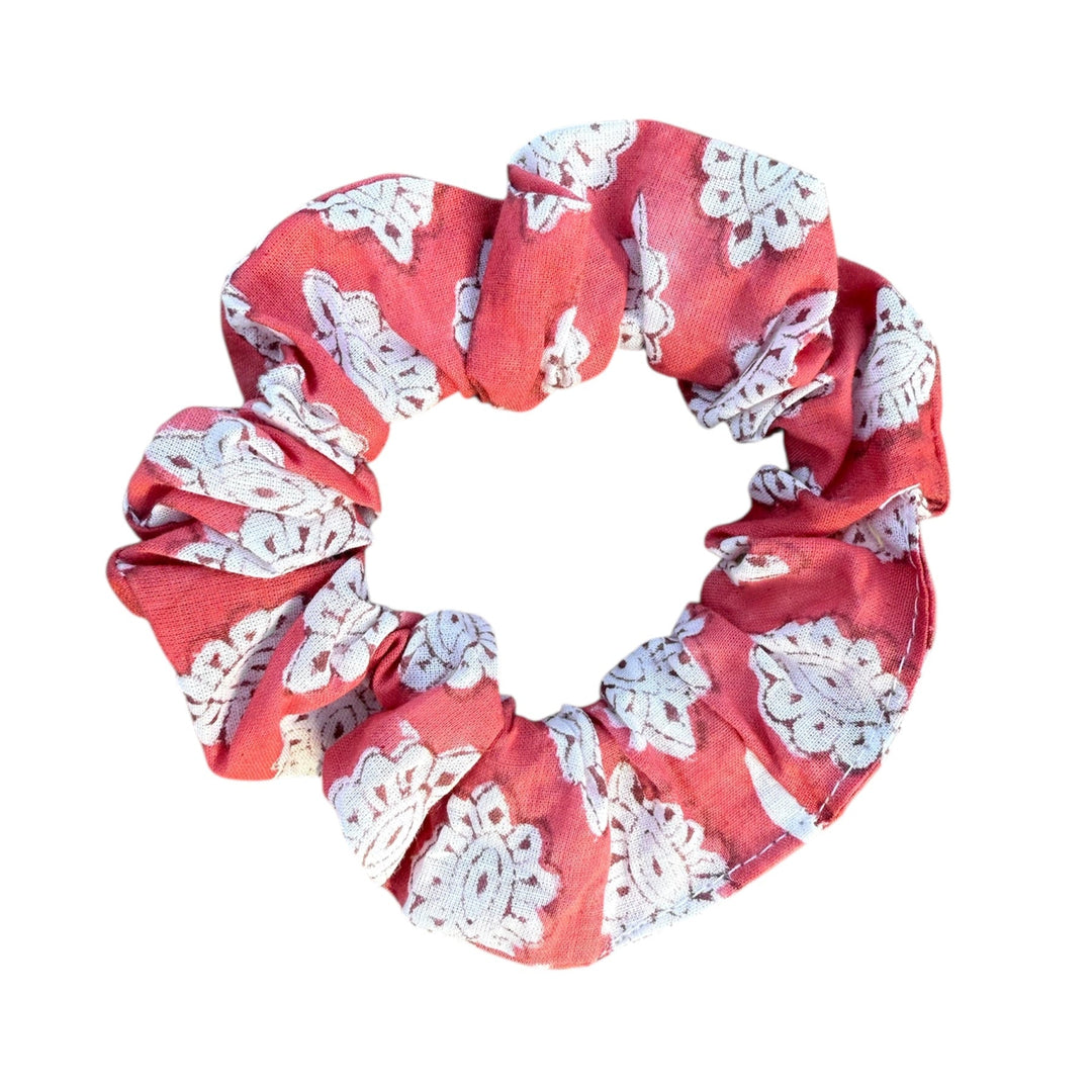 Handblock printed cotton scrunchies