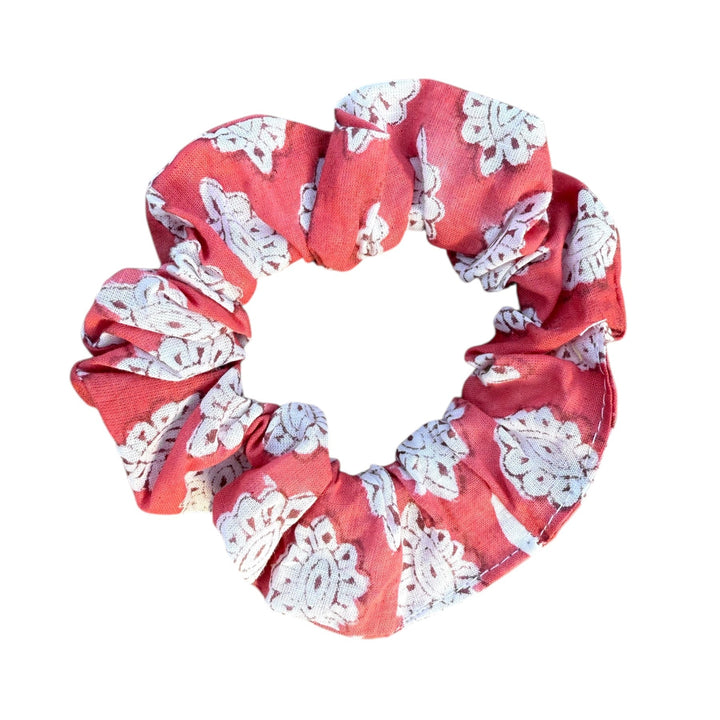 Handblock printed cotton scrunchies