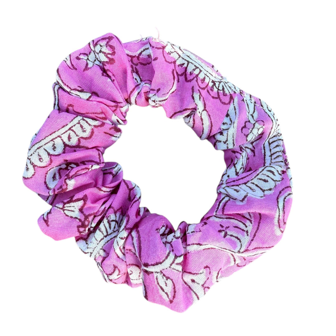 Handblock printed cotton scrunchies