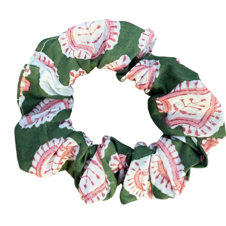 Handblock printed cotton scrunchies